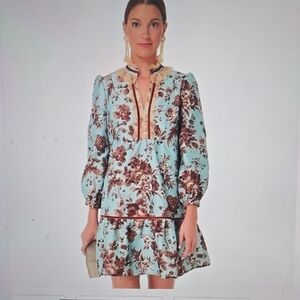 Tuckernuck Floral Mini Dress in Blue and Brown